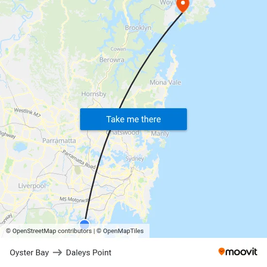 Oyster Bay to Daleys Point map