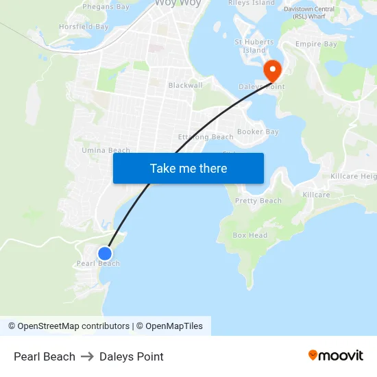 Pearl Beach to Daleys Point map