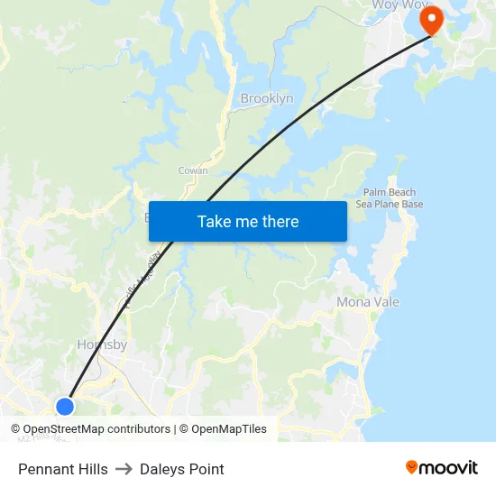 Pennant Hills to Daleys Point map