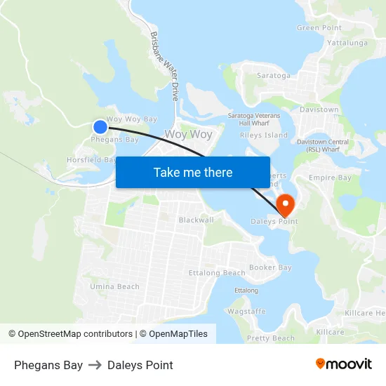 Phegans Bay to Daleys Point map