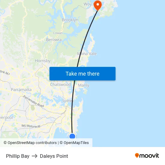 Phillip Bay to Daleys Point map
