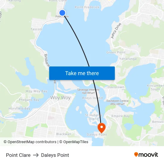 Point Clare to Daleys Point map