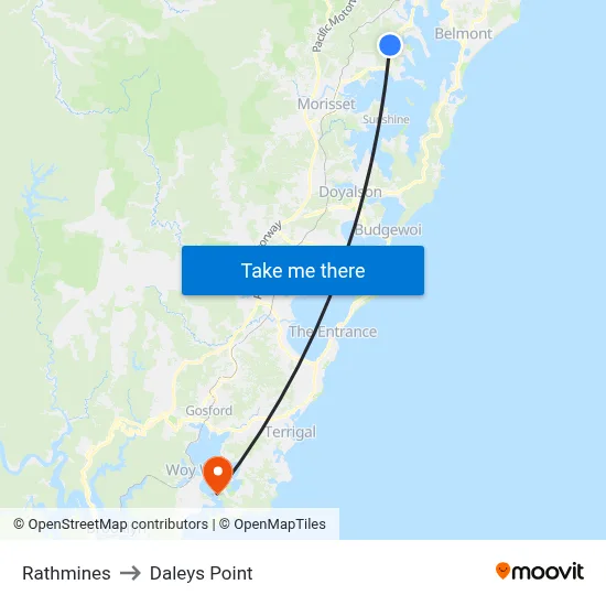 Rathmines to Daleys Point map