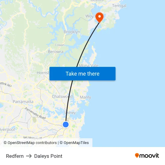 Redfern to Daleys Point map