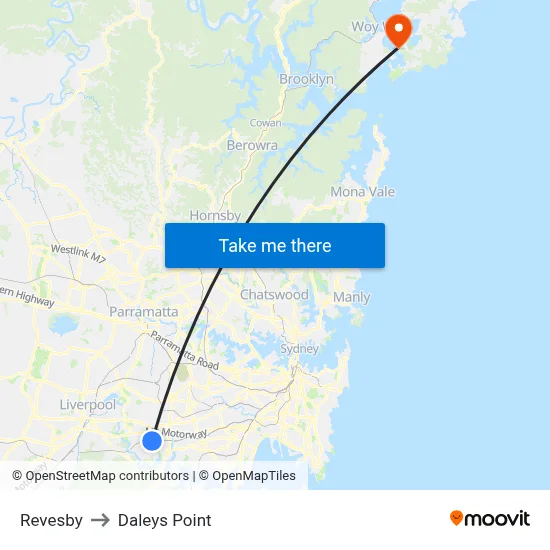 Revesby to Daleys Point map