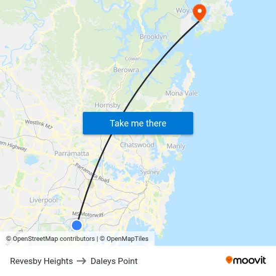 Revesby Heights to Daleys Point map
