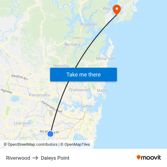 Riverwood to Daleys Point map