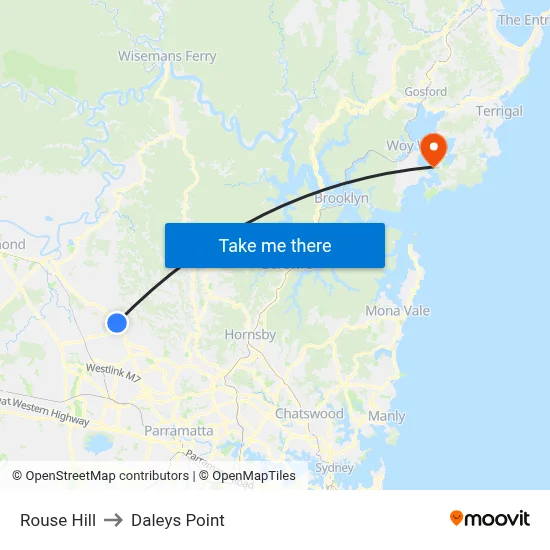 Rouse Hill to Daleys Point map