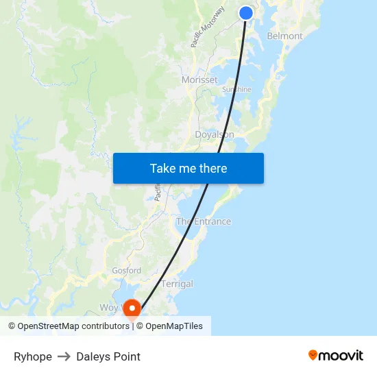 Ryhope to Daleys Point map