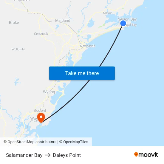 Salamander Bay to Daleys Point map