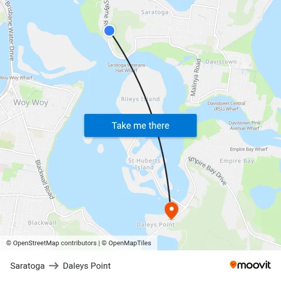 Saratoga to Daleys Point map