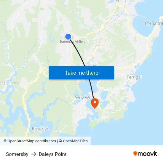 Somersby to Daleys Point map