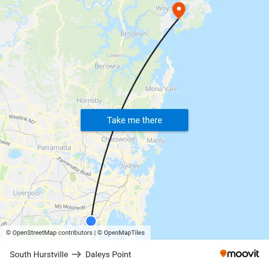 South Hurstville to Daleys Point map