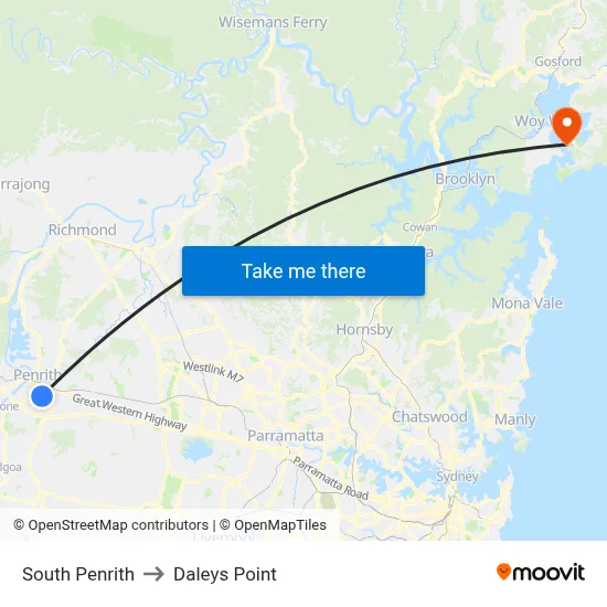 South Penrith to Daleys Point map