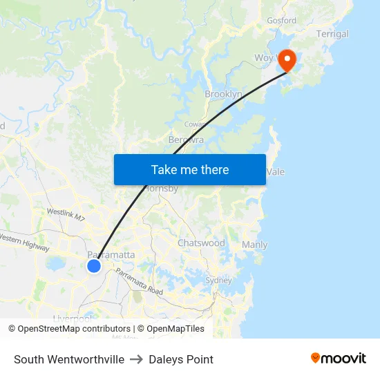 South Wentworthville to Daleys Point map