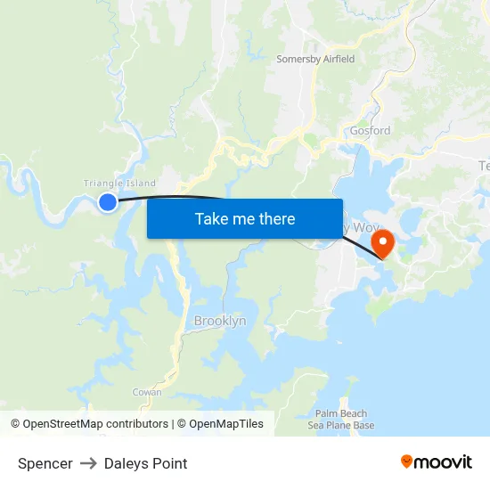 Spencer to Daleys Point map