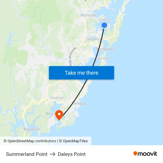 Summerland Point to Daleys Point map