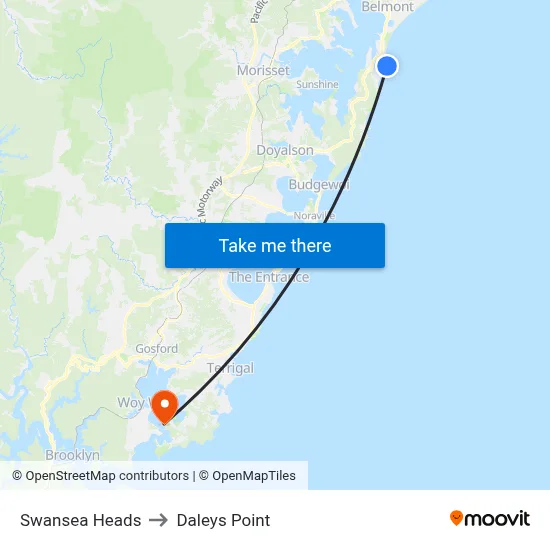Swansea Heads to Daleys Point map
