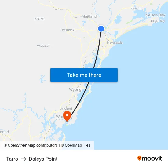 Tarro to Daleys Point map