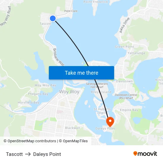 Tascott to Daleys Point map