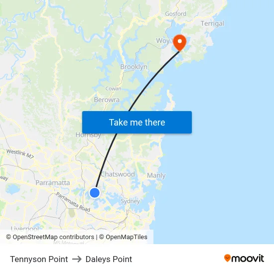 Tennyson Point to Daleys Point map