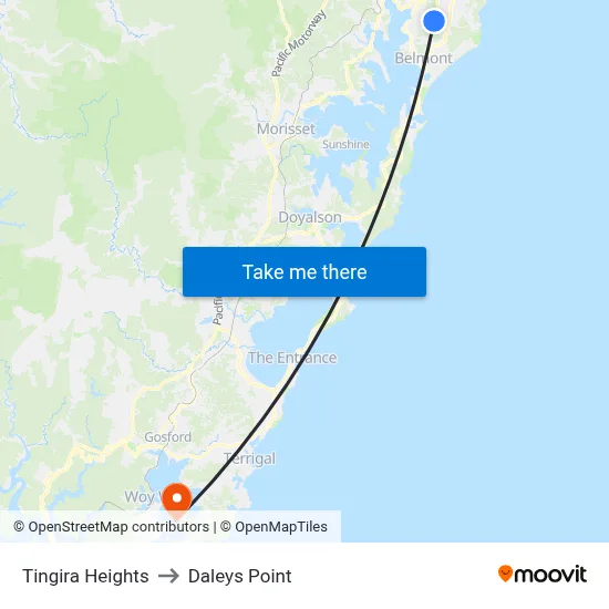 Tingira Heights to Daleys Point map