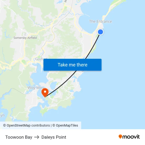 Toowoon Bay to Daleys Point map