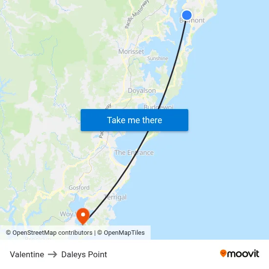 Valentine to Daleys Point map