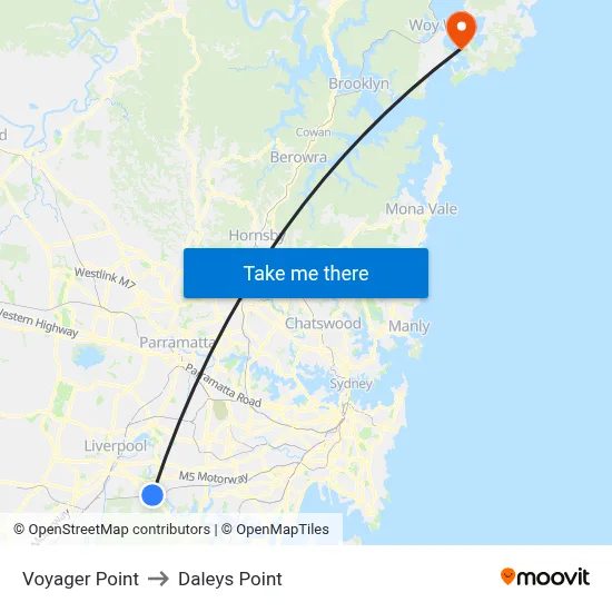 Voyager Point to Daleys Point map