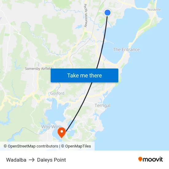 Wadalba to Daleys Point map