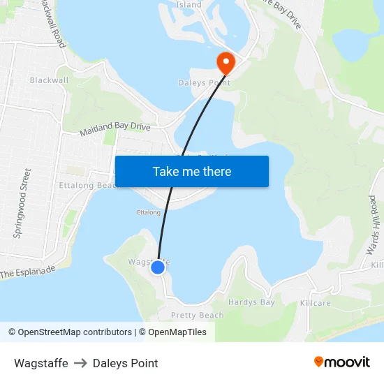 Wagstaffe to Daleys Point map