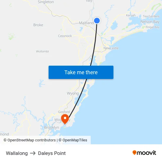 Wallalong to Daleys Point map