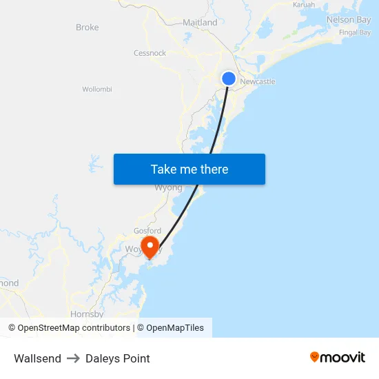 Wallsend to Daleys Point map