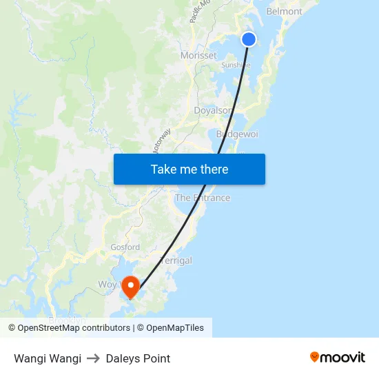 Wangi Wangi to Daleys Point map