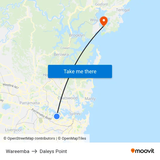 Wareemba to Daleys Point map