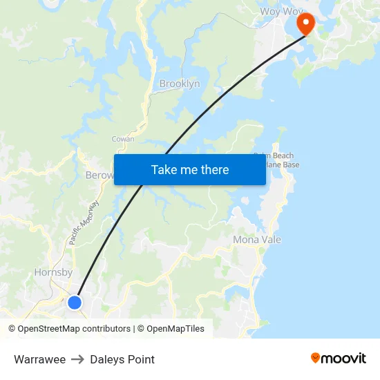 Warrawee to Daleys Point map