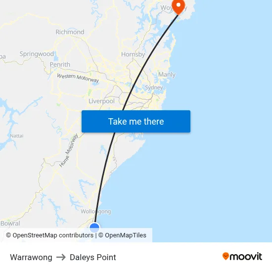 Warrawong to Daleys Point map