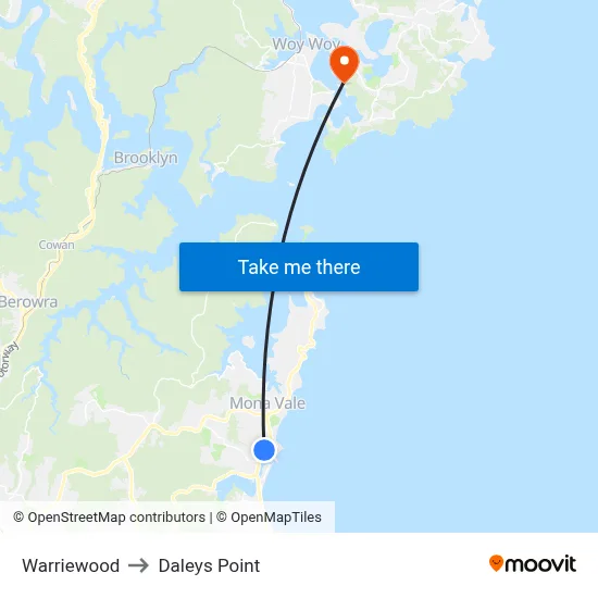 Warriewood to Daleys Point map