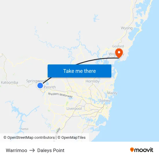 Warrimoo to Daleys Point map