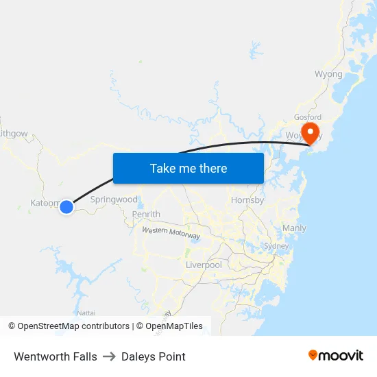 Wentworth Falls to Daleys Point map