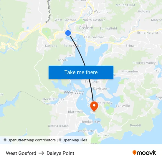 West Gosford to Daleys Point map