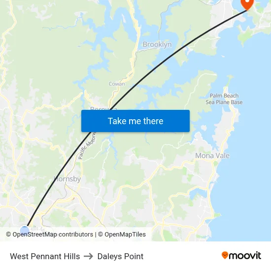 West Pennant Hills to Daleys Point map