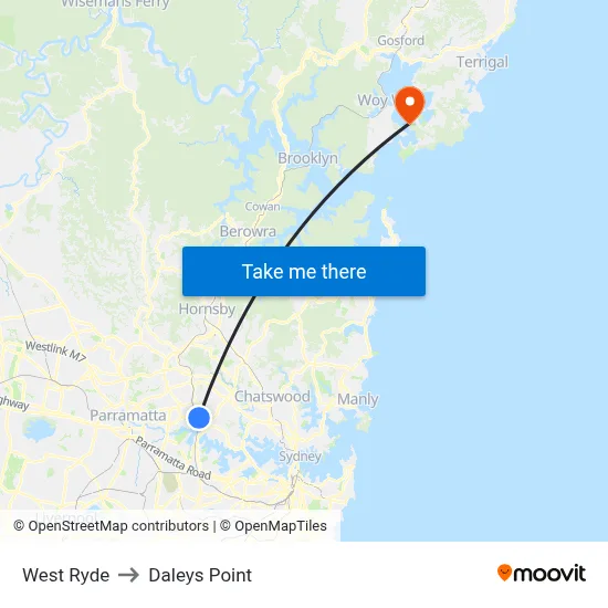 West Ryde to Daleys Point map
