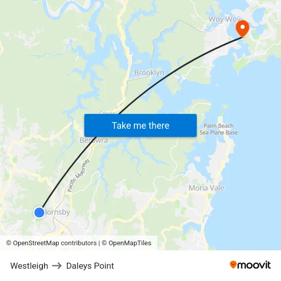 Westleigh to Daleys Point map