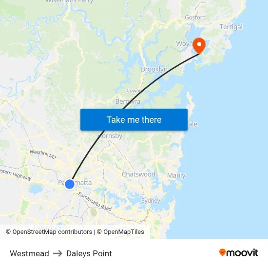 Westmead to Daleys Point map