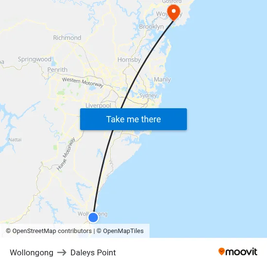 Wollongong to Daleys Point map