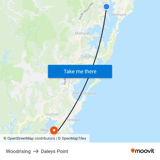 Woodrising to Daleys Point map