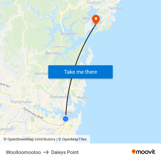 Woolloomooloo to Daleys Point map
