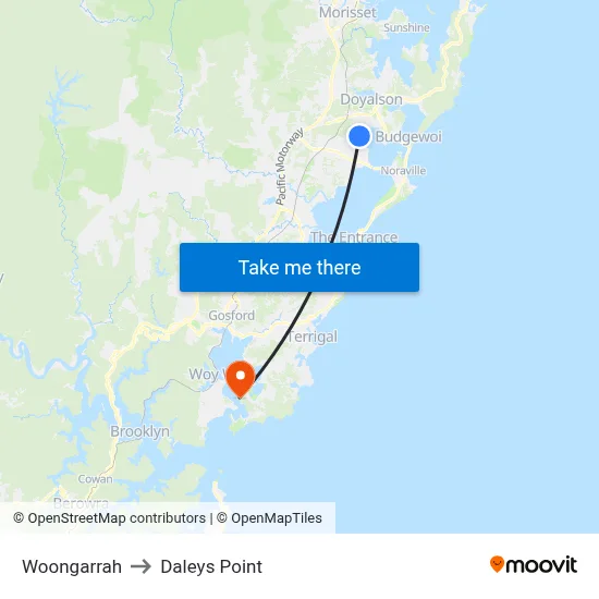 Woongarrah to Daleys Point map