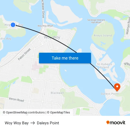 Woy Woy Bay to Daleys Point map